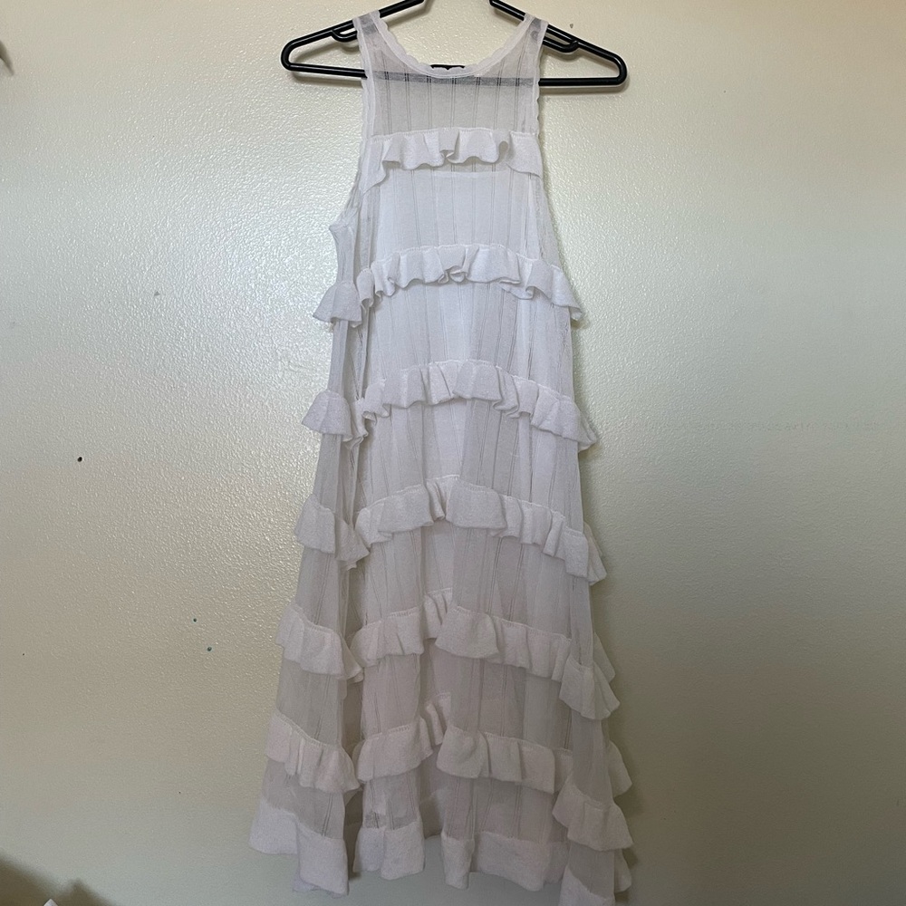 Zara White Ruffle Dress